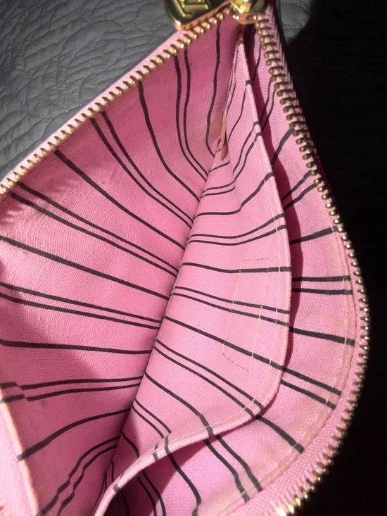 Checkerboard Zip Pouch in Beige and Brown - Picture 5 of 5